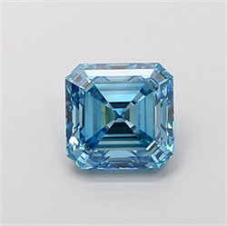 Picture of Lab Grown Diamond 1.20 Carats, Asscher with  Cut, Fancy Vivid Blue Color, VS1 Clarity and Certified by IGI