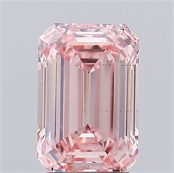 Picture of Lab Grown Diamond 2.01 Carats, Emerald with  Cut, Fancy Vivid Pink Color, VS2 Clarity and Certified by IGI