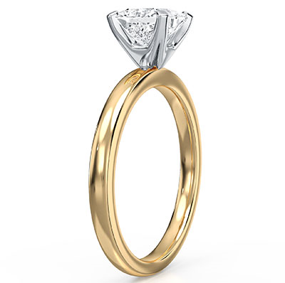 Princess solitaire engagement ring novo setting - 14K White Gold