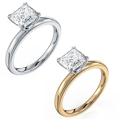 Princess solitaire engagement ring novo setting