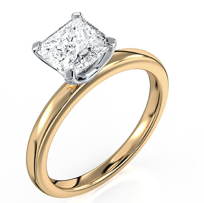 Princess solitaire engagement ring novo setting