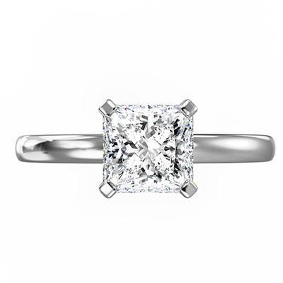 Princess solitaire engagement ring novo setting