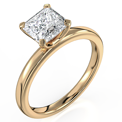 Princess solitaire engagement ring novo setting