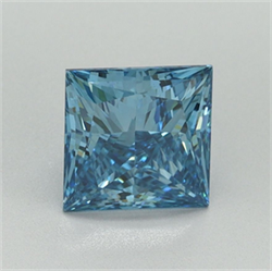 Picture of Lab Grown Diamond 1.50 Carats, Princess with  Cut, Fancy Vivid Blue Color, VS1 Clarity and Certified by IGI