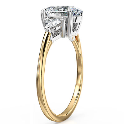 Three stone ring Oval center with 0.32 Carat total side Heart Lab diamonds F VVS2