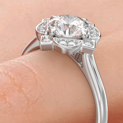 Anillo de compromiso art deco de estilo geométrico vintage