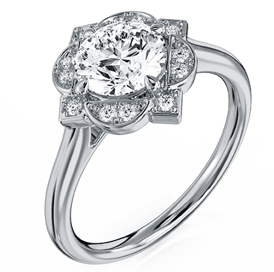 Anillo de compromiso art deco de estilo geométrico vintage