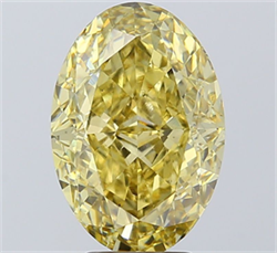 Picture of Lab Grown Diamond 5.08 Carats, Oval with  Cut, Fancy Yellow Color, VS1 Clarity and Certified by IGI