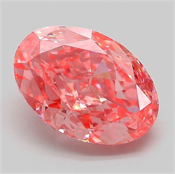 Picture of Lab Grown Diamond 3.10 Carats, Oval with  Cut, Fancy Vivid Pink Color, VVS2 Clarity and Certified by IGI