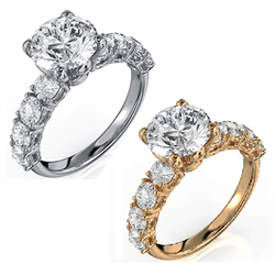 Picture of 1.50 Center lab diamond D VVS2, certified, plus 1.36 carat Lab diamonds D VVS2, both Ideal Cut, engagement ring
