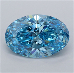 Picture of Lab Grown Diamond 1.45 Carats, Oval with  Cut, Fancy Vivid Blue Color, VVS2 Clarity and Certified by IGI