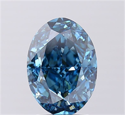 Picture of Lab Grown Diamond 3.01 Carats, Oval with  Cut, Fancy Vivid Blue Color, VS1 Clarity and Certified by IGI