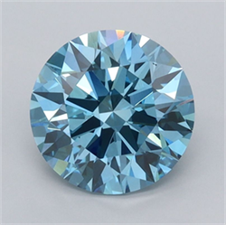 Picture of Lab Grown Diamond 2.04 Carats, Round with Ideal Cut, Fancy Vivid Blue Color, VS1 Clarity and Certified by IGI