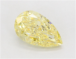 Picture of Lab Grown Diamond 3.02 Carats, Pear with  Cut, Fancy Intense Yellow Color, VVS2 Clarity and Certified by IGI
