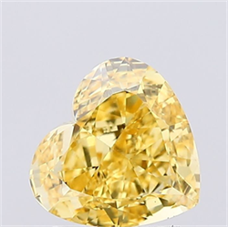 Picture of Lab Grown Diamond 1.50 Carats, Heart with  Cut, Fancy Vivid Yellow Color, VS2 Clarity and Certified by IGI