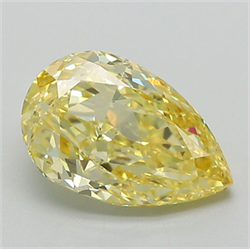 Picture of Lab Grown Diamond 2.01 Carats, Pear with  Cut, Fancy Vivid Yellow Color, VS1 Clarity and Certified by IGI