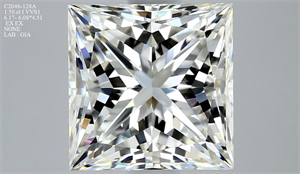 Foto Diamante Natural 1.50 quilates, Princesa , Color I, claridad VVS1 y certificado GIA de