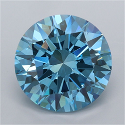 Picture of Lab Grown Diamond 4.01 Carats, Round with Excellent Cut, Fancy Vivid Blue Color, VVS2 Clarity and Certified by IGI