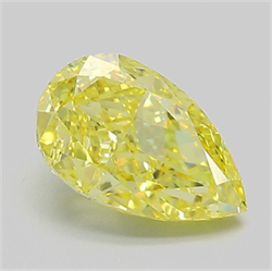 Picture of Lab Grown Diamond 2.10 Carats, Pear with  Cut, Fancy Vivid Yellow Color, VS1 Clarity and Certified by IGI
