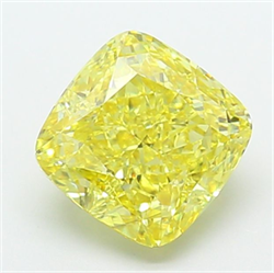 Picture of Lab Grown Diamond 2.59 Carats, CUSHION MODIFIED with  Cut, Fancy Vivid Yellow Color, VVS2 Clarity and Certified by IGI