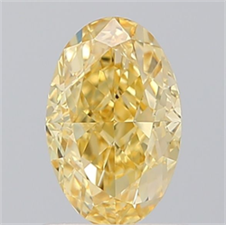 Picture of Lab Grown Diamond 1.24 Carats, Oval with  Cut, Fancy Intense Yellow Color, VVS2 Clarity and Certified by IGI