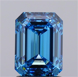 Picture of Lab Grown Diamond 2.02 Carats, Emerald with  Cut, Fancy Vivid Blue Color, VVS2 Clarity and Certified by IGI