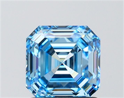 Picture of Lab Grown Diamond 1.52 Carats, Asscher with  Cut, Fancy Vivid Blue Color, VVS2 Clarity and Certified by IGI