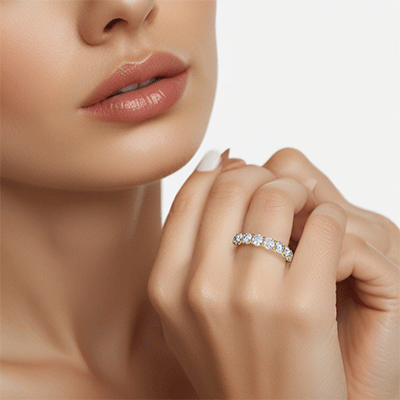 Low Dome 3 carat Lab Diamonds, E VVS2 certified Eternity ring