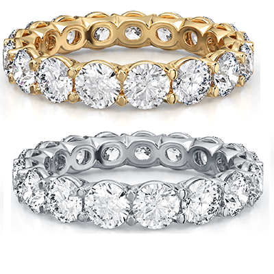 Low Dome 3 carat Lab Diamonds, E VVS2 certified Eternity ring