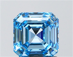 Picture of Lab Grown Diamond 1.76 Carats, Asscher with  Cut, Fancy Vivid Blue Color, VVS2 Clarity and Certified by IGI