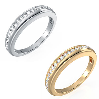 Alianza de boda a juego con un extravagante anillo de compromiso sólido engastado con diamantes de laboratorio de 0,30 quilates.