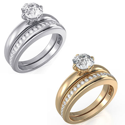 Bridal set extravagance solid engagement & wedding  rings,set with 0.30 carat G VS natural diamonds