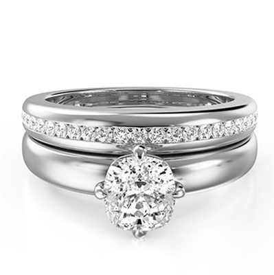 Bridal set extravagance solid engagement & wedding  rings,set with 0.30 carat G VS natural diamonds