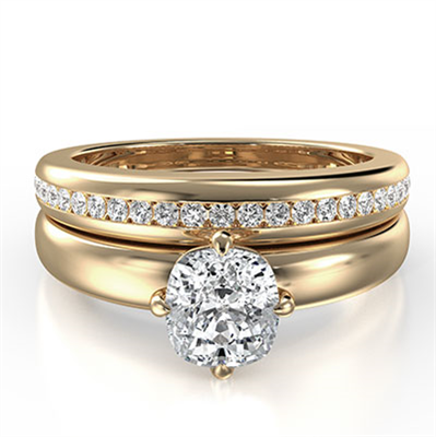 Bridal set extravagance solid engagement & wedding  rings,set with 0.30 carat G VS natural diamonds