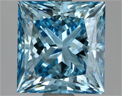 Picture of Lab Grown Diamond 3.28 Carats, Princess with  Cut, Fancy Vivid Blue Color, VS1 Clarity and Certified by IGI