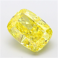 Picture of Lab Grown Diamond 7.02 Carats, CUSHION MODIFIED with  Cut, Fancy Vivid Yellow Color, VS1 Clarity and Certified by IGI