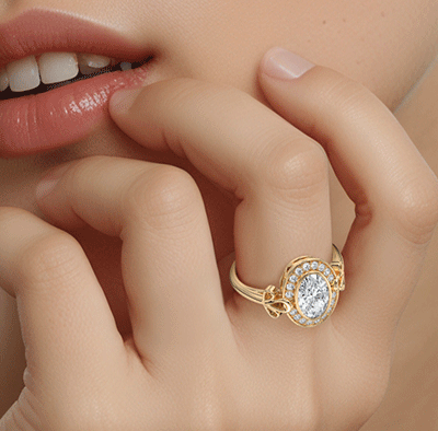 Low profile Halo Bezel dainty engagement ring setting for all shapes