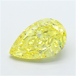 Picture of Lab Grown Diamond 2.71 Carats, Pear with  Cut, Fancy Vivid Yellow Color, VS1 Clarity and Certified by IGI