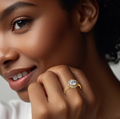 Anillo de compromiso art deco de estilo geométrico vintage