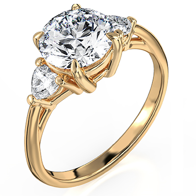 Tres anillo de piedra con 0,30 quilates Total Side Heart Lab Diamonds