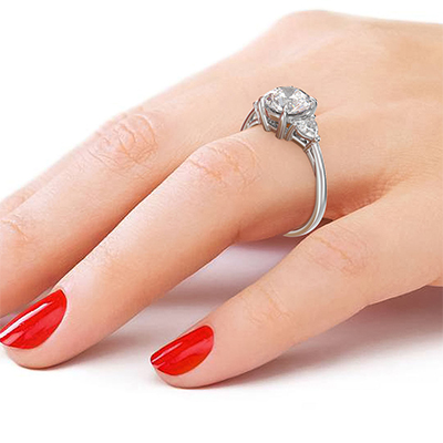 Tres anillo de piedra con 0,30 quilates Total Side Heart Lab Diamonds
