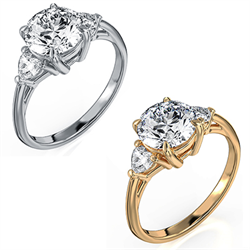 Picture of Three stone ring with 0.30 Carat total side Heart Lab diamonds