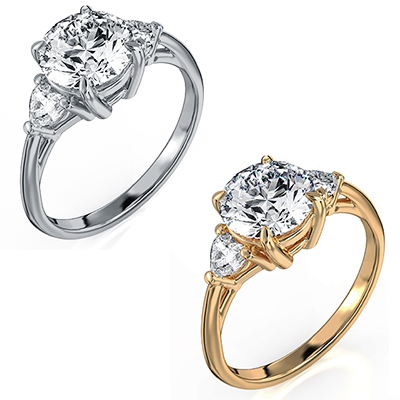 Tres anillo de piedra con 0,30 quilates Total Side Heart Lab Diamonds