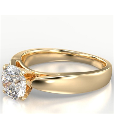 Wide, Solid, Cathedral Solitaire gold engagement ring