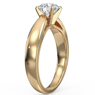 Wide, Solid, Cathedral Solitaire gold engagement ring