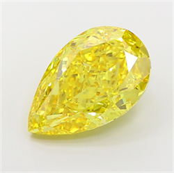 Picture of Lab Grown Diamond 9.01 Carats, Pear with  Cut, Fancy Vivid Yellow Color, VS1 Clarity and Certified by IGI