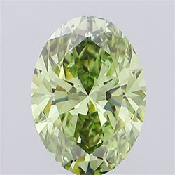 Picture of Lab Grown Diamond 4.32 Carats, Oval with  Cut, Fancy Vivid Green Color, VVS2 Clarity and Certified by IGI