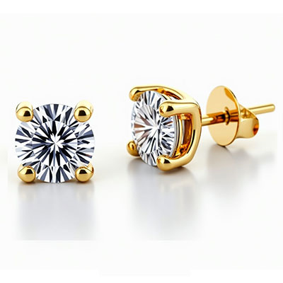4 prongs basket stud earring mounting for all shapes and carats