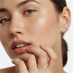 Picture of Halo diamond earrings, 0.25 Cts side diamonds