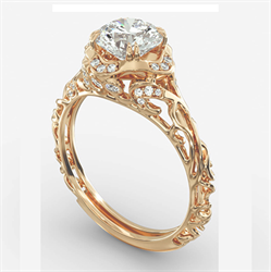 Foto Este delicado anillo de compromiso de estilo vintage de filigree, de